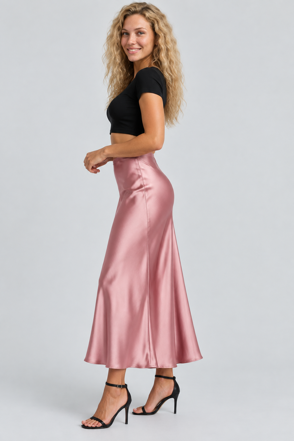 Sorrel | Satin-Look Midi Swing Skirt
