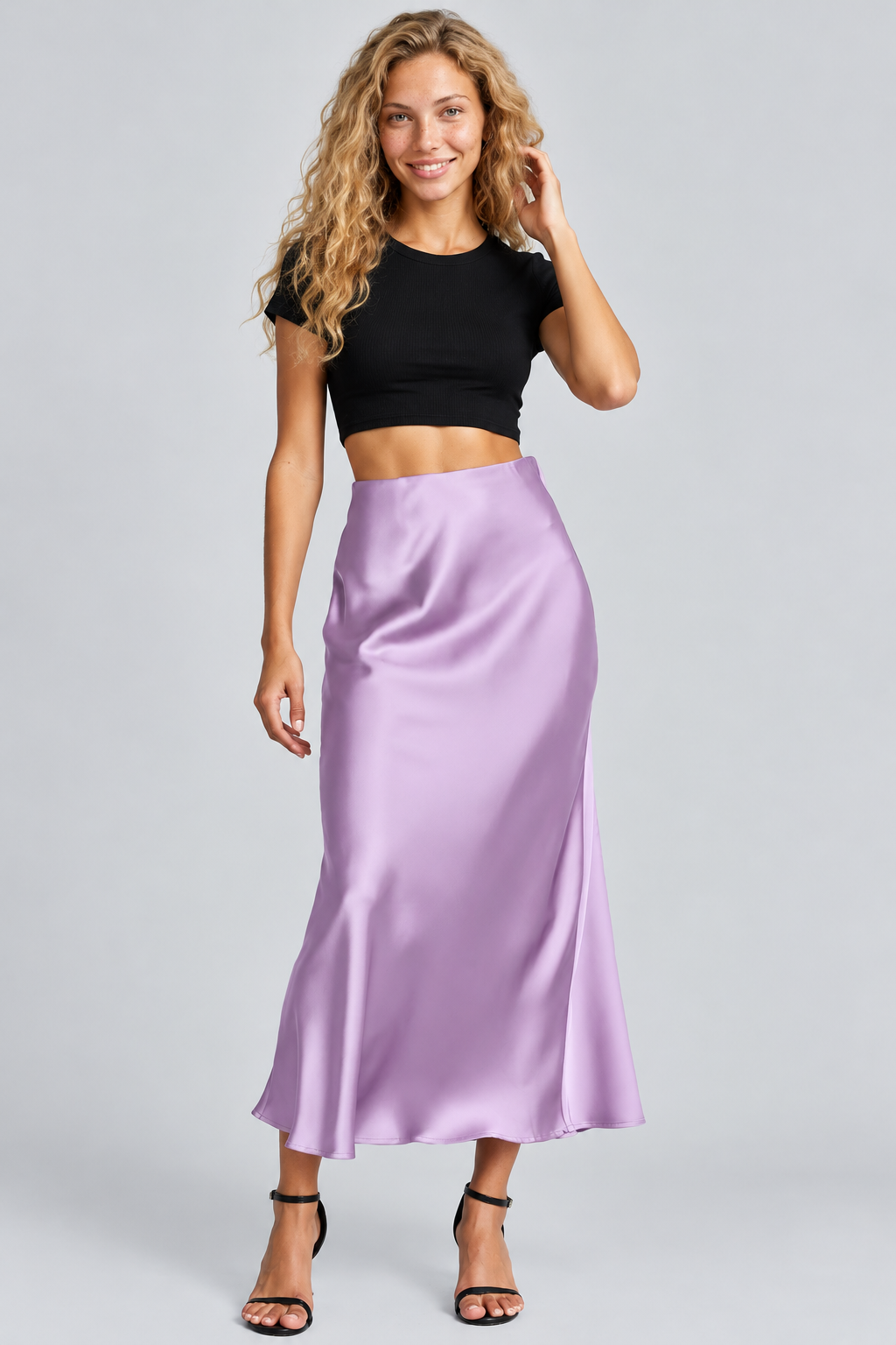 Sorrel | Satin-Look Midi Swing Skirt
