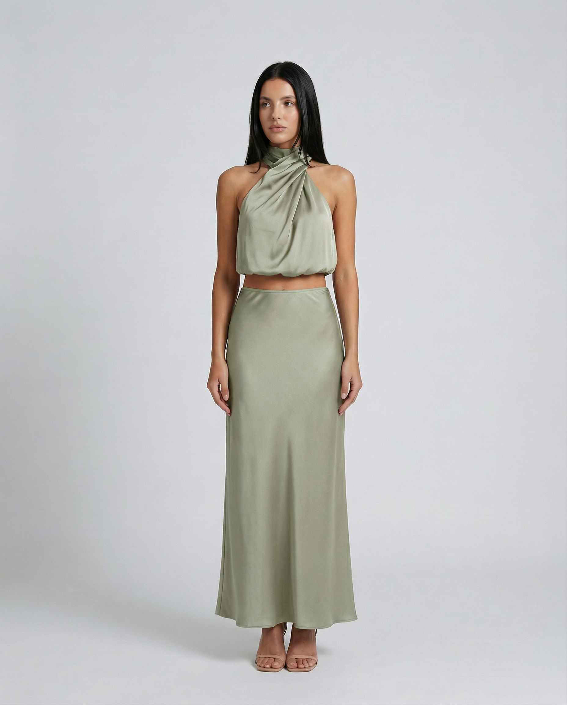 Polly | Two-Piece Set with Halter Top and Maxi Skirt