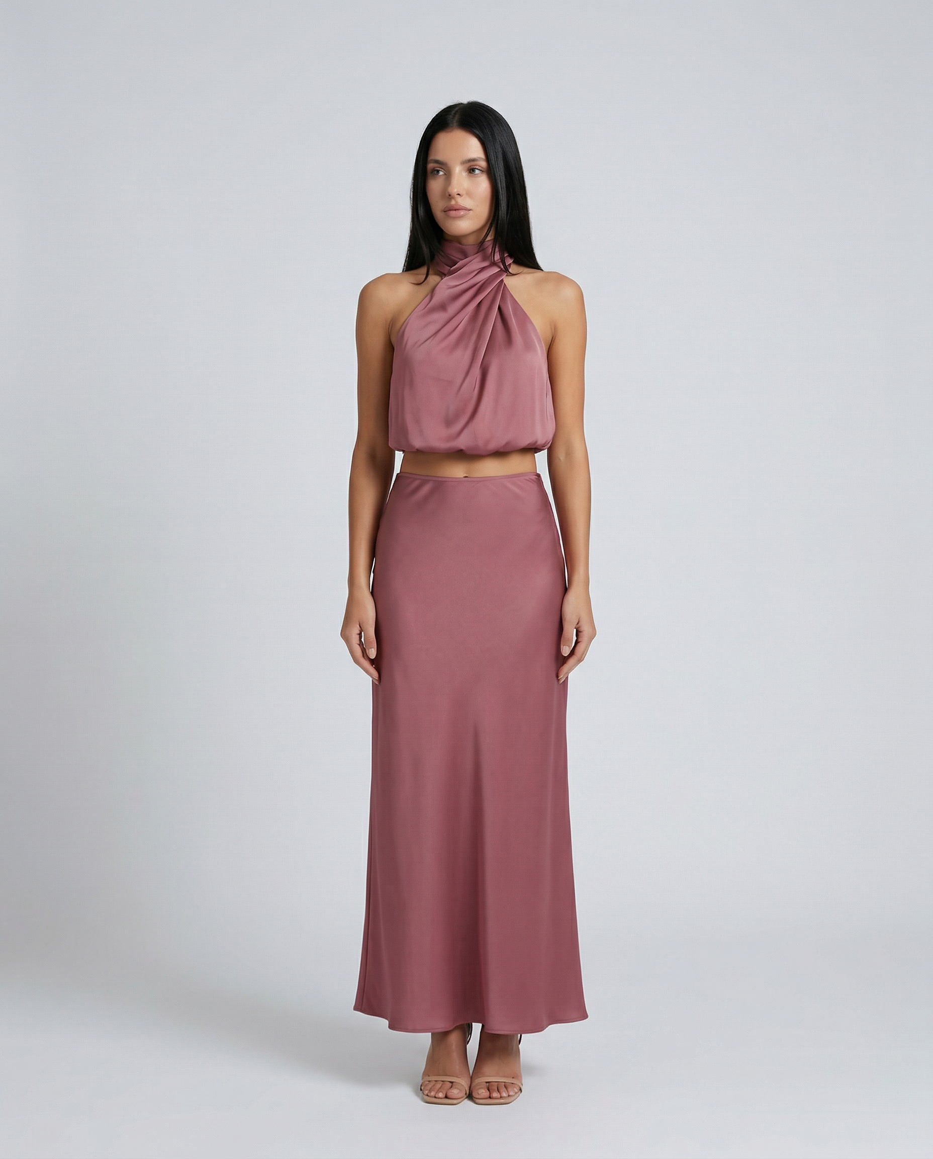 Polly | Two-Piece Set with Halter Top and Maxi Skirt