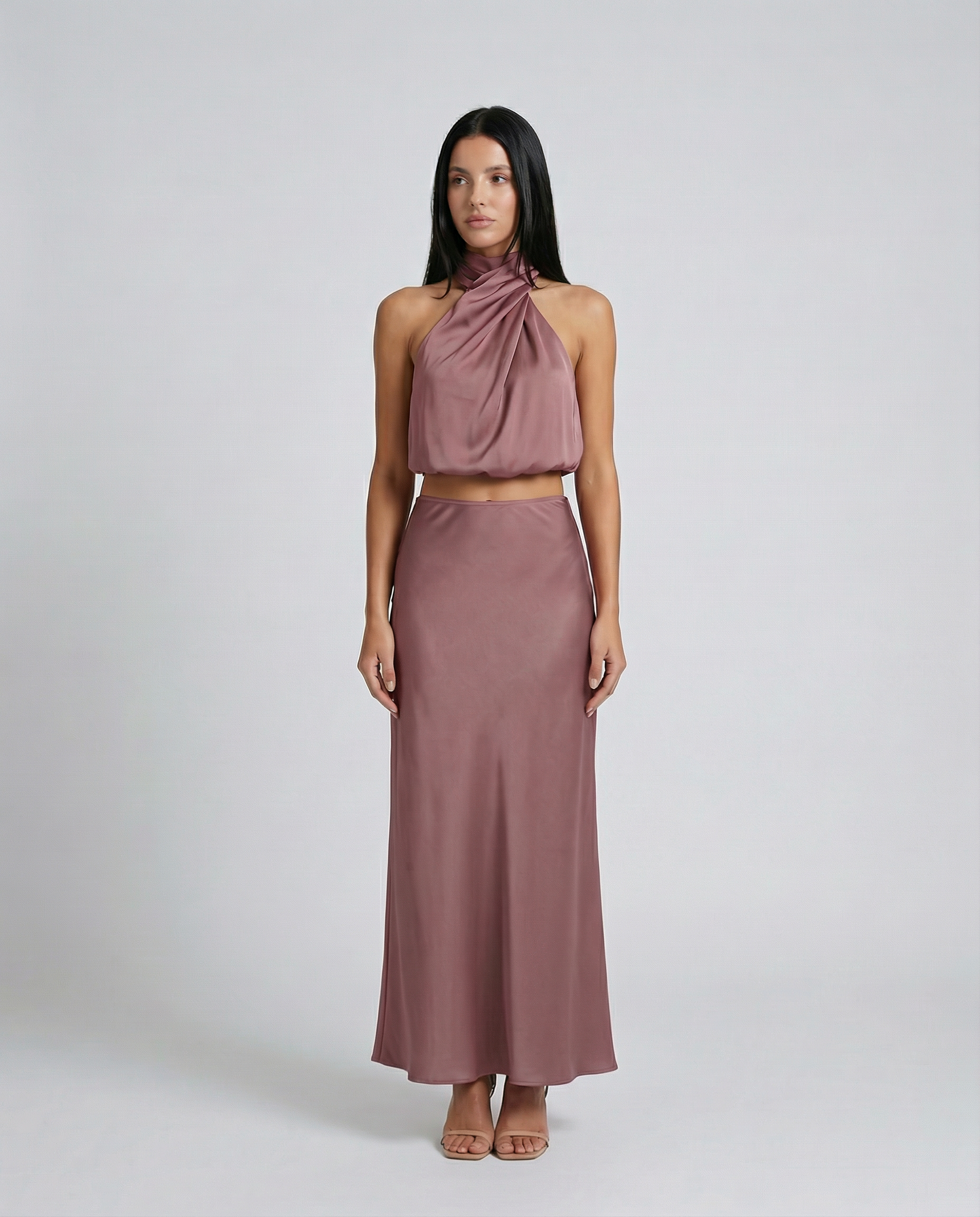 Polly | Two-Piece Set with Halter Top and Maxi Skirt