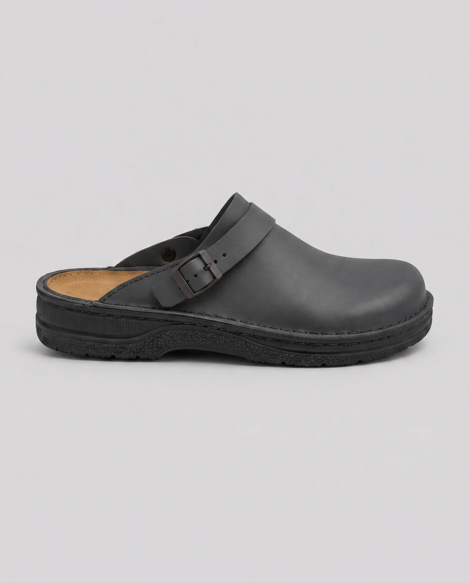 Emerson | Cushioned Leather-Look Clogs with Soft Footbed