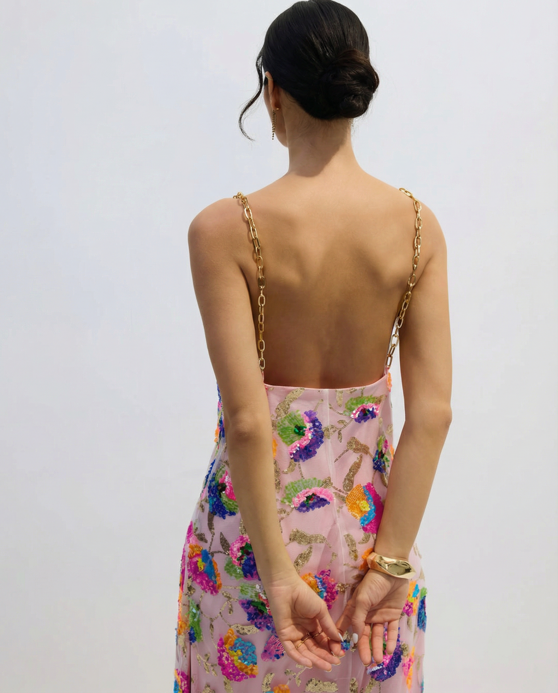 Carole | Sequin Embroidered Backless Maxi Dress
