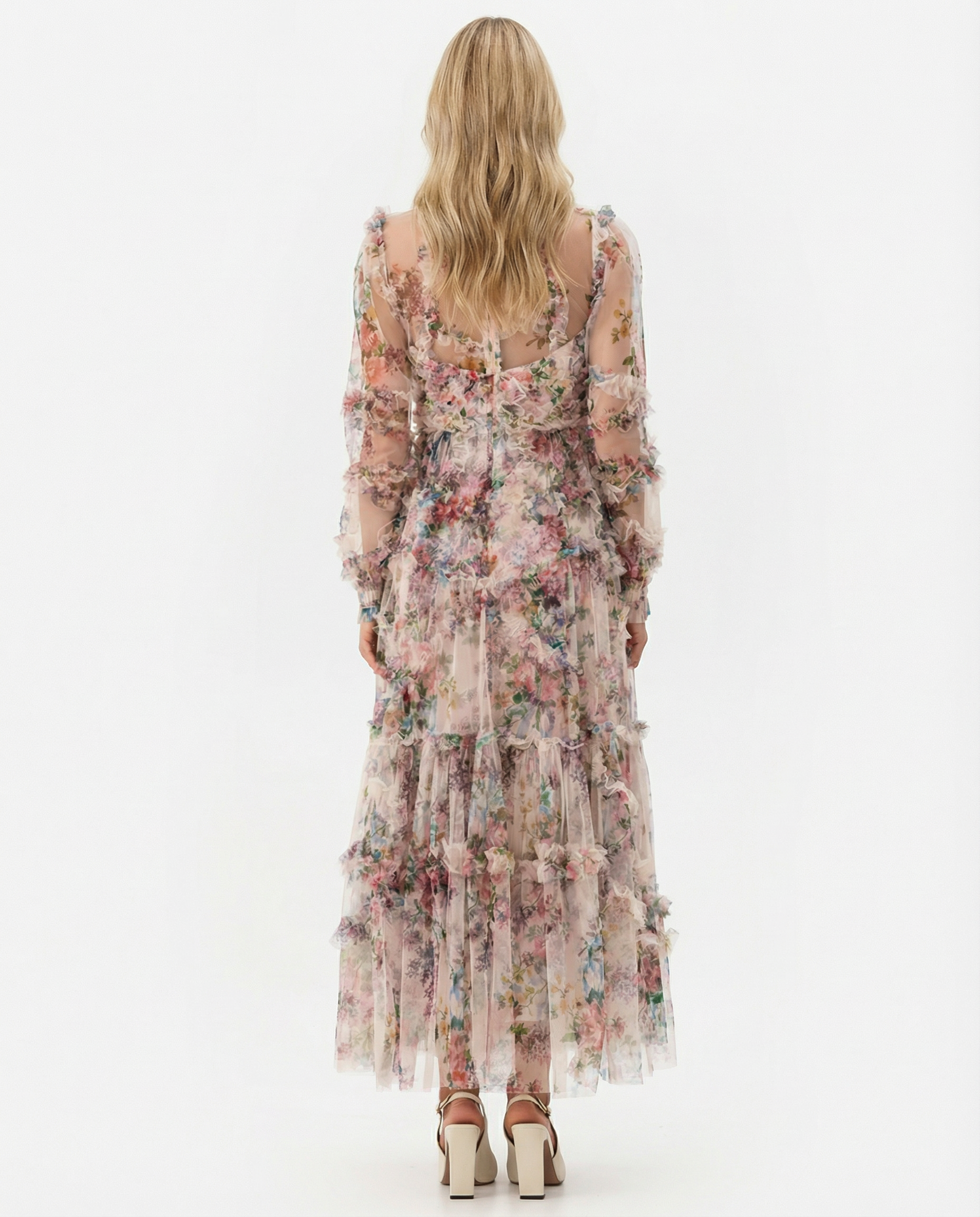 Vickie | Maxi Dress with Floral Ruffle Layers