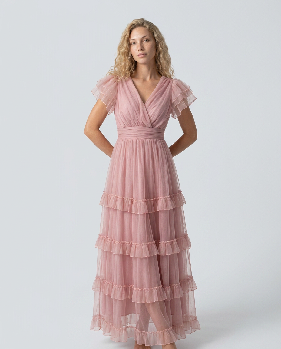 Chloe | Structured Bodice Layered Maxi Dress
