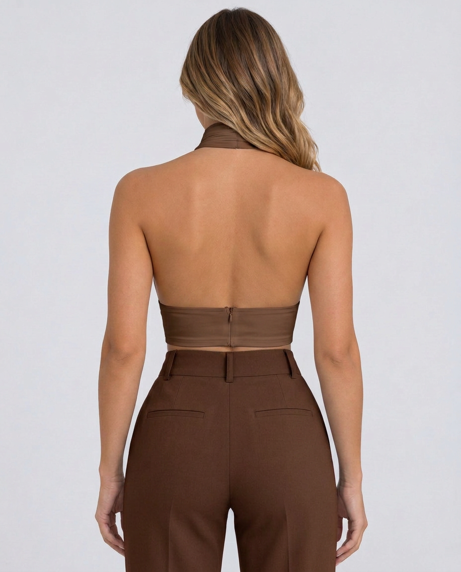 Elin | Backless Halter Crop Top