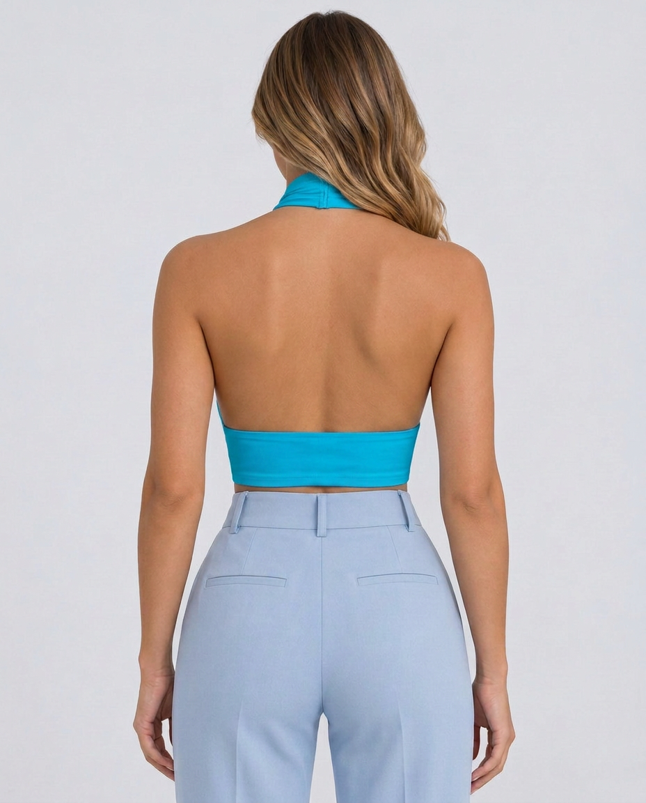 Elin | Backless Halter Crop Top