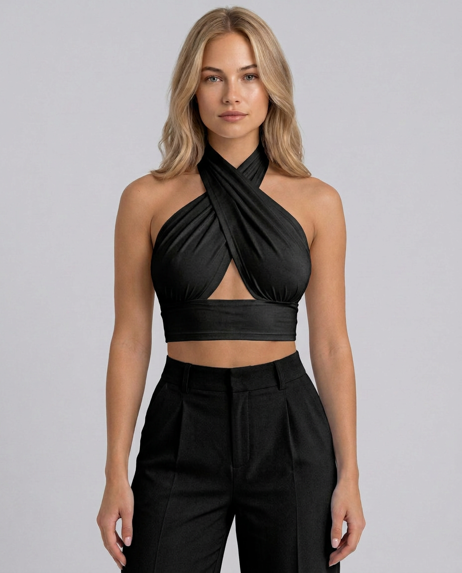 Elin | Backless Halter Crop Top