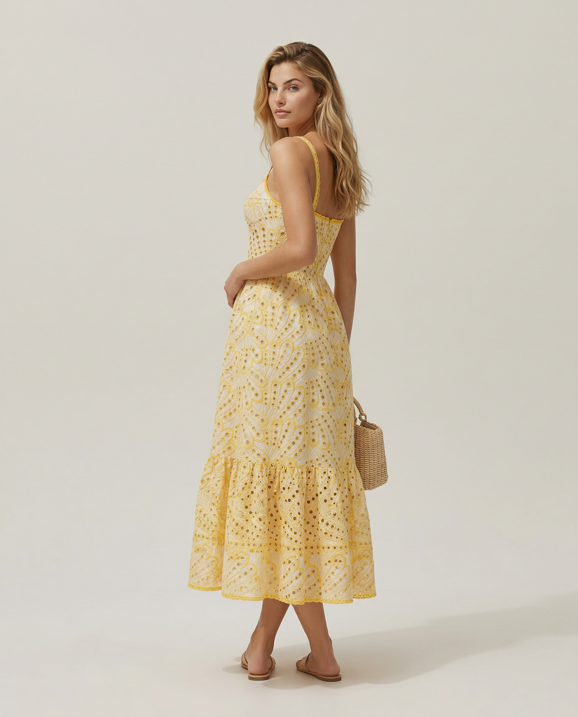 Maura | Maxi Dress with Eyelet Lace and Tiered Hem
