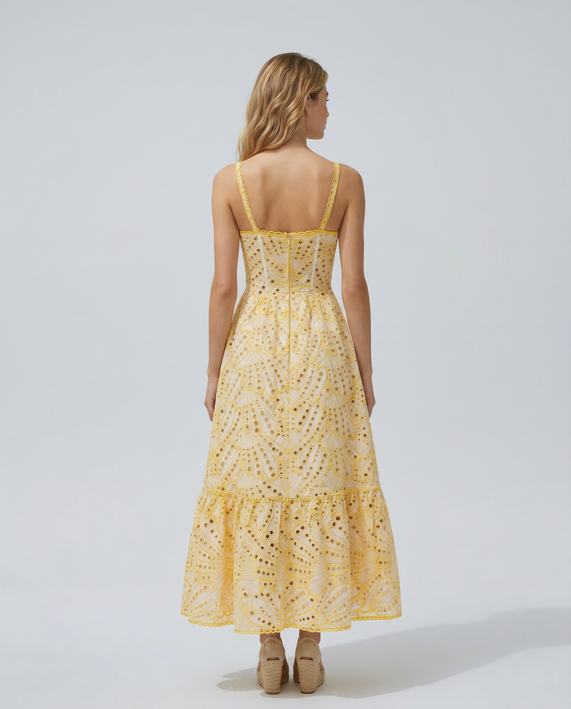 Maura | Maxi Dress with Eyelet Lace and Tiered Hem