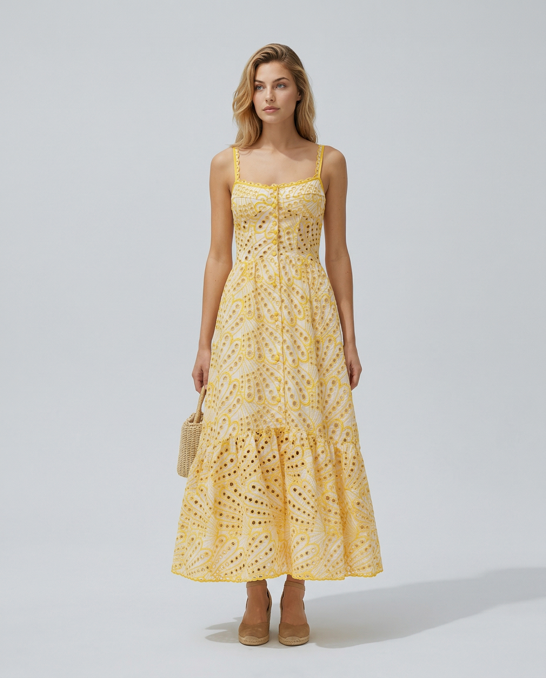 Maura | Maxi Dress with Eyelet Lace and Tiered Hem