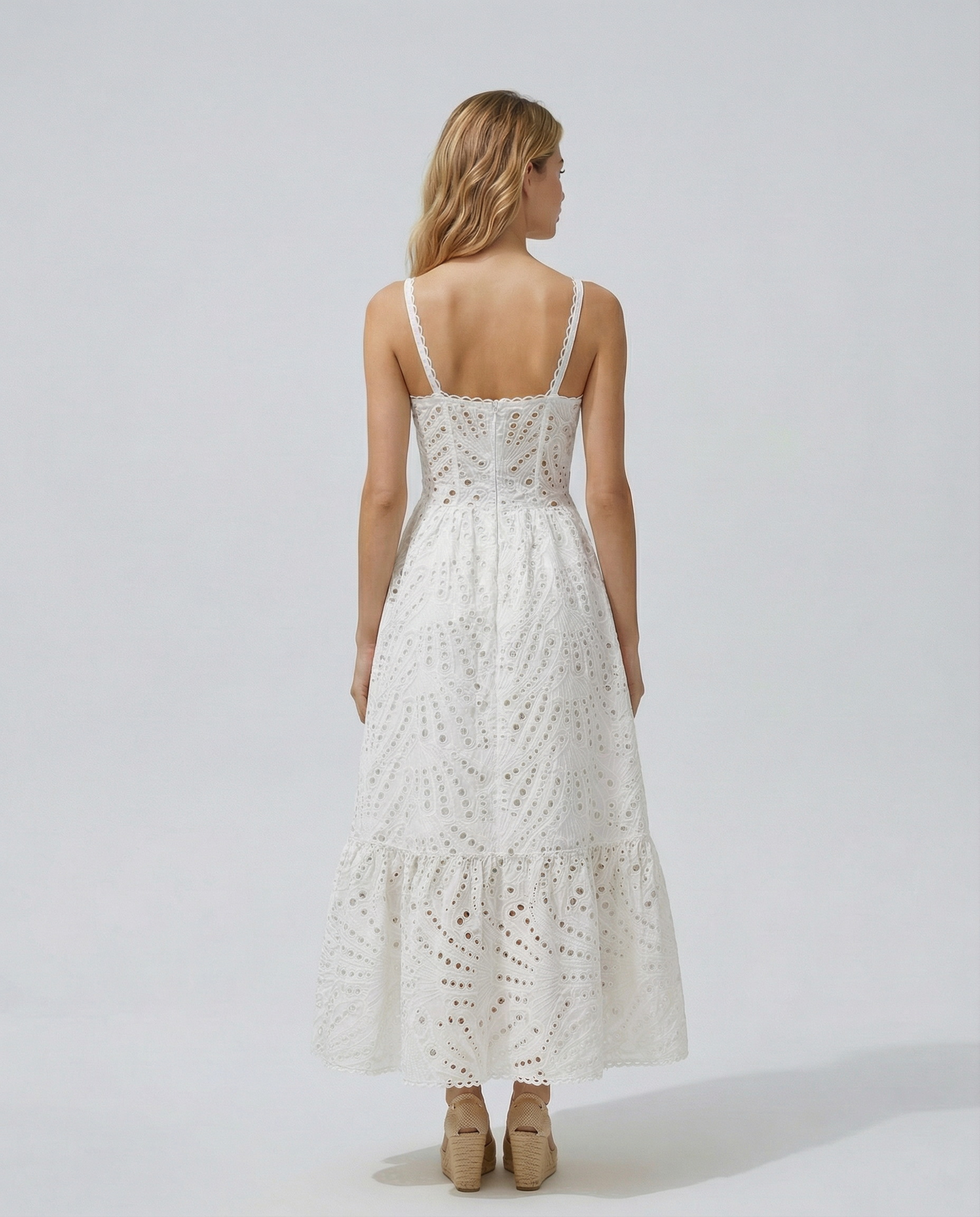 Maura | Maxi Dress with Eyelet Lace and Tiered Hem