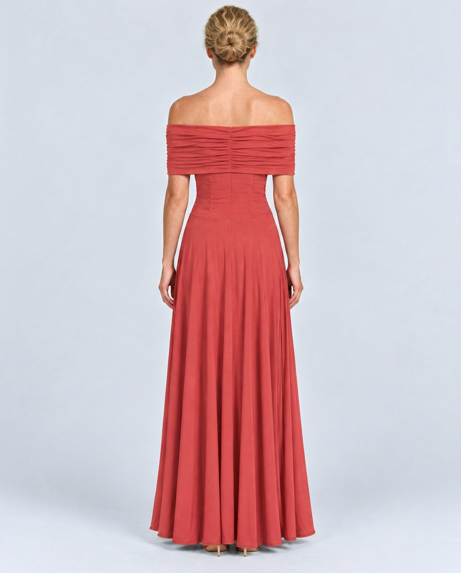 Everly | Off-Shoulder Draped Flowing Maxi Dress