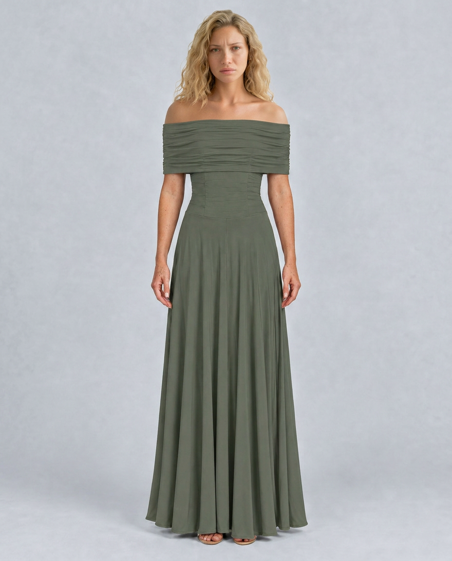 Everly | Off-Shoulder Draped Flowing Maxi Dress