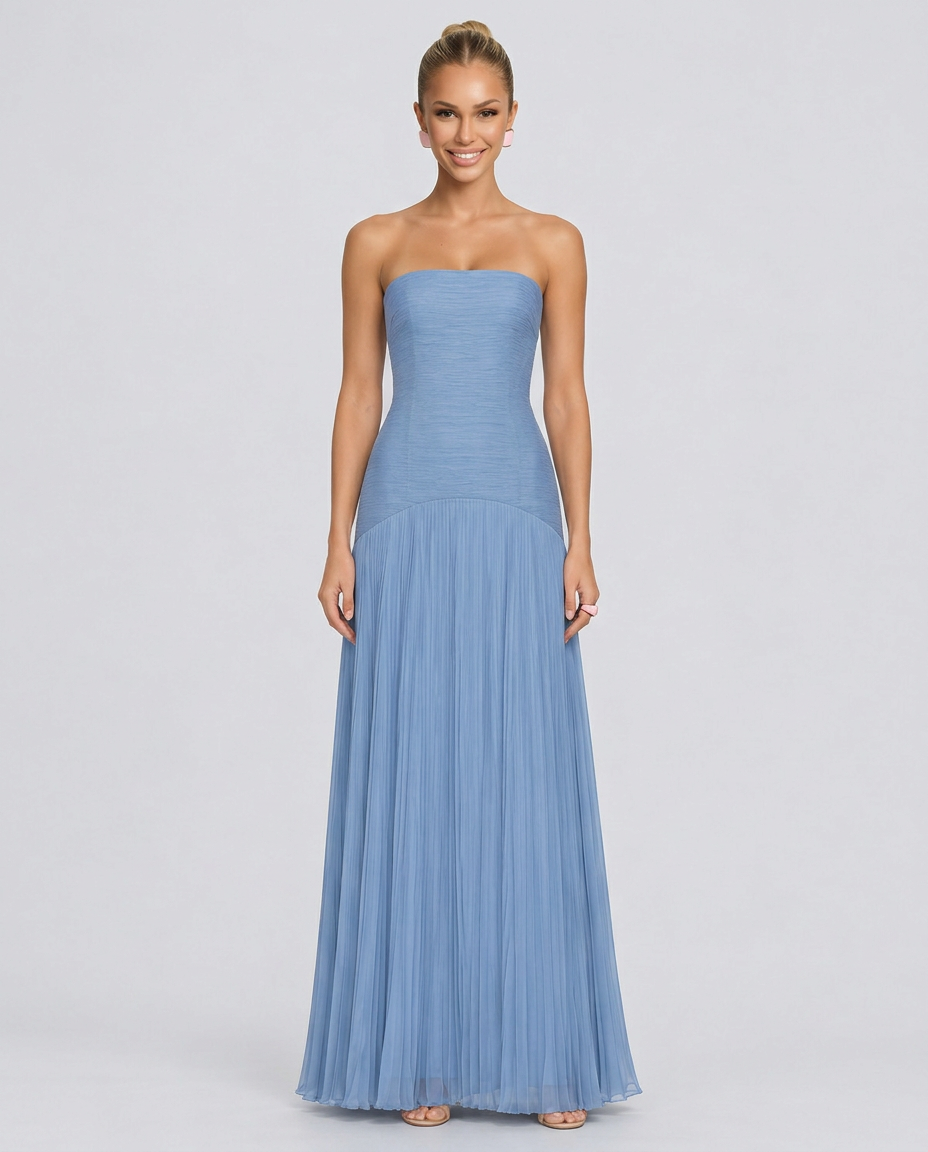 Nadia | Off-Shoulder Pleated Maxi Dress
