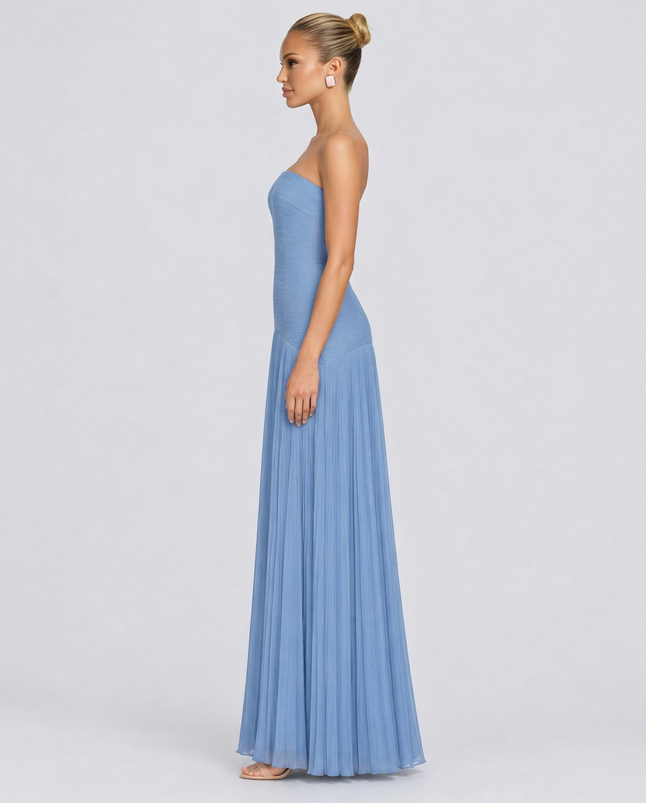 Nadia | Off-Shoulder Pleated Maxi Dress