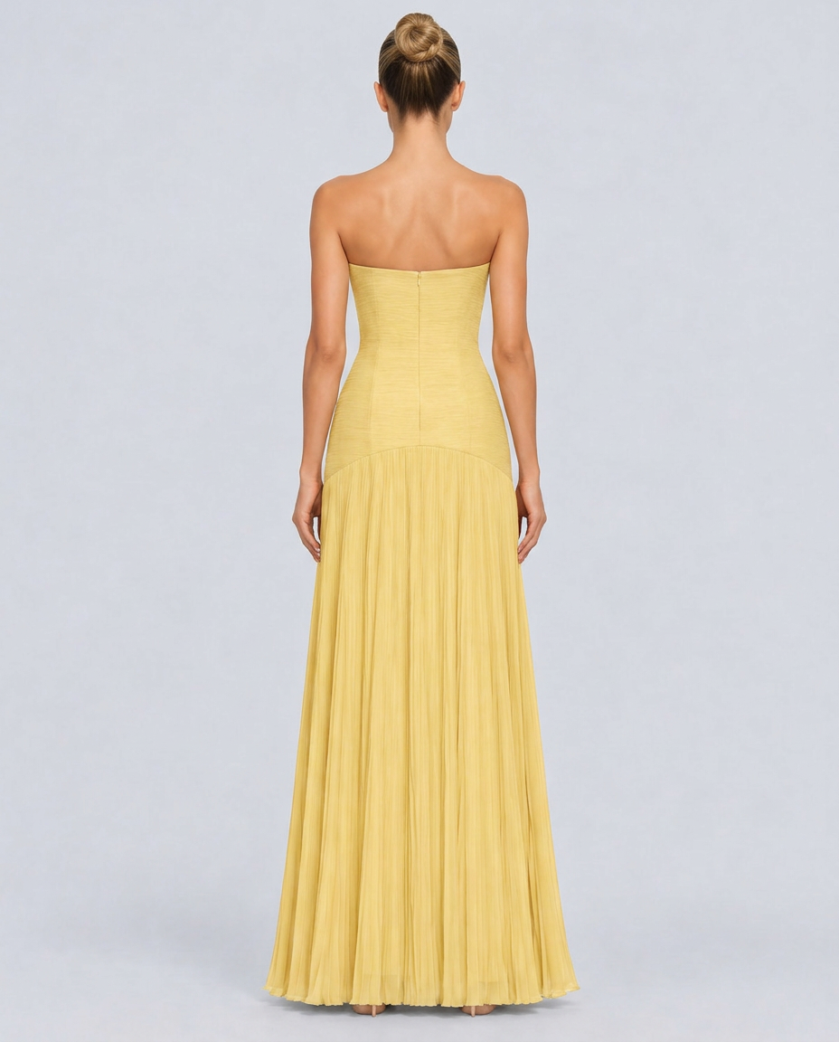 Nadia | Off-Shoulder Pleated Maxi Dress
