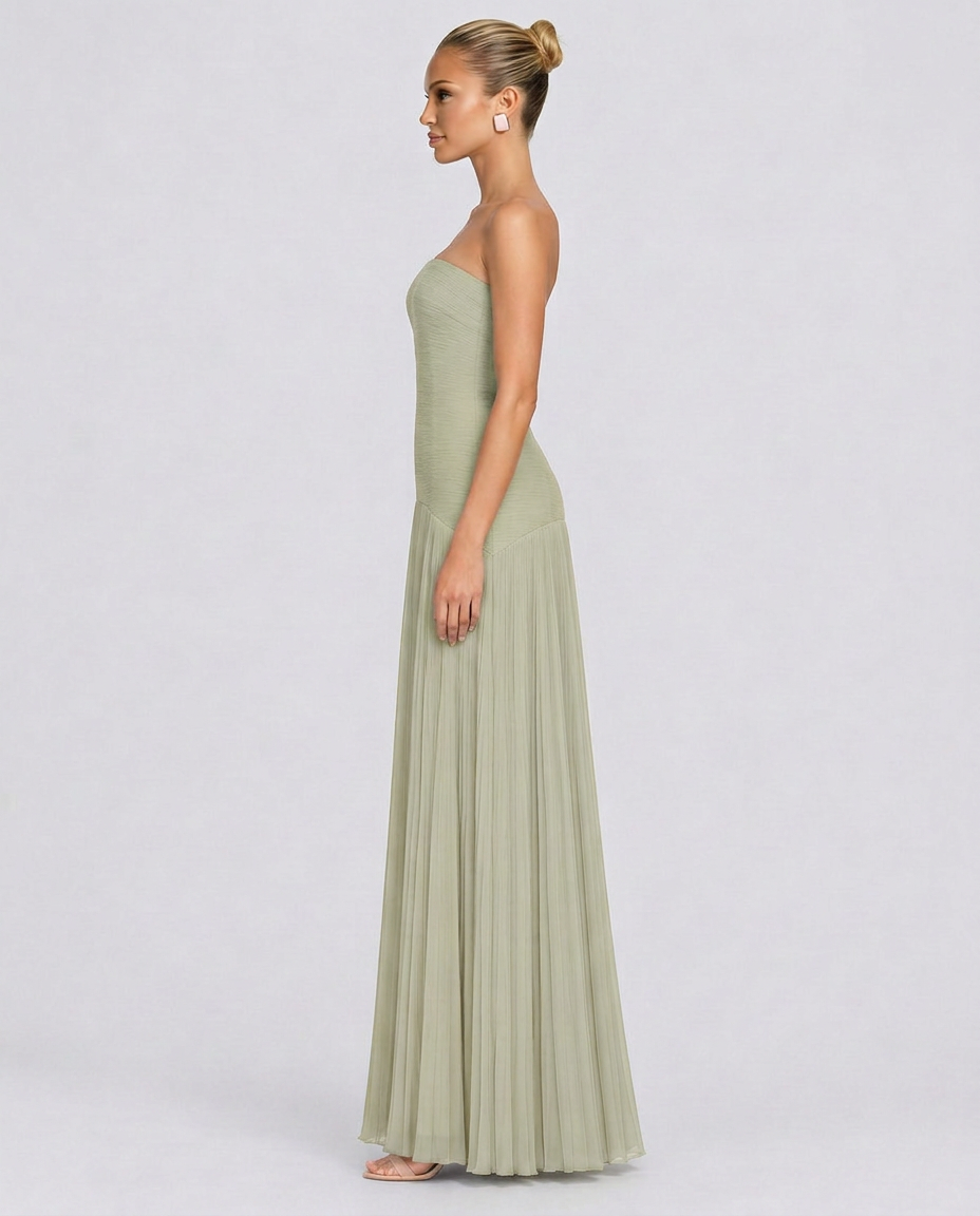 Nadia | Off-Shoulder Pleated Maxi Dress