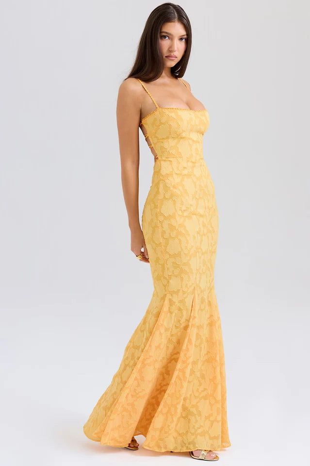 Maura | Maxi Dress with Lace-Up Back and Fitted Silhouette
