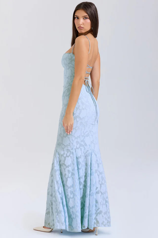 Maura | Maxi Dress with Lace-Up Back and Fitted Silhouette