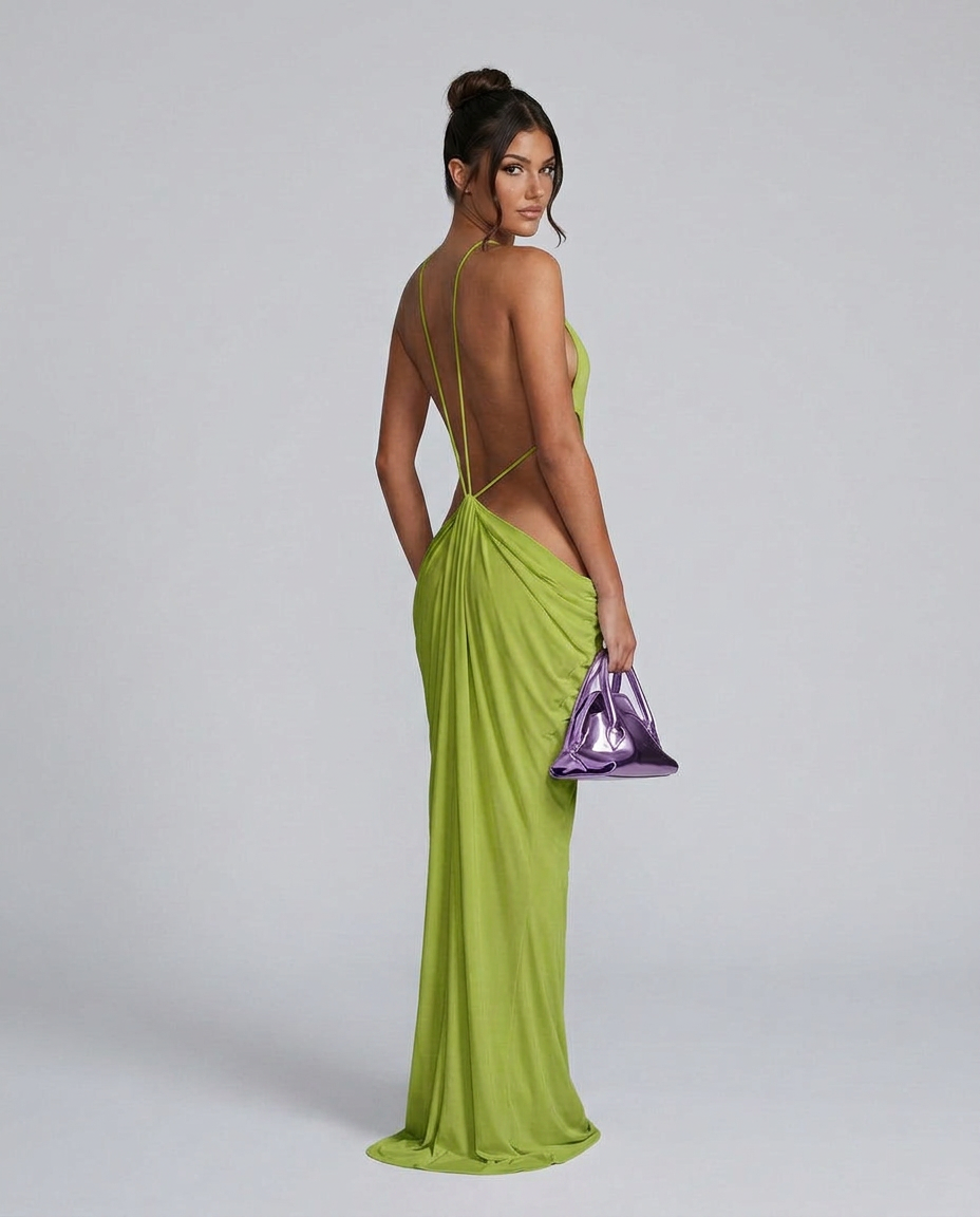 Orla | Backless Cutout Draped Maxi Dress