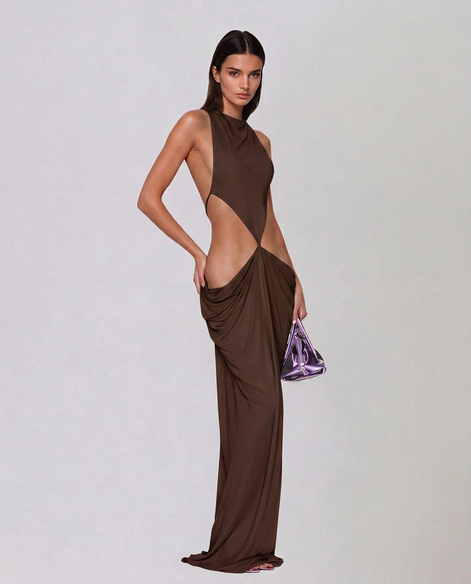 Orla | Backless Cutout Draped Maxi Dress