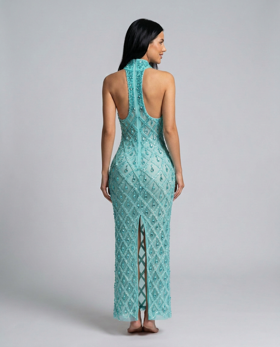 Clara | Crystal Embellished Sequin Maxi Dress