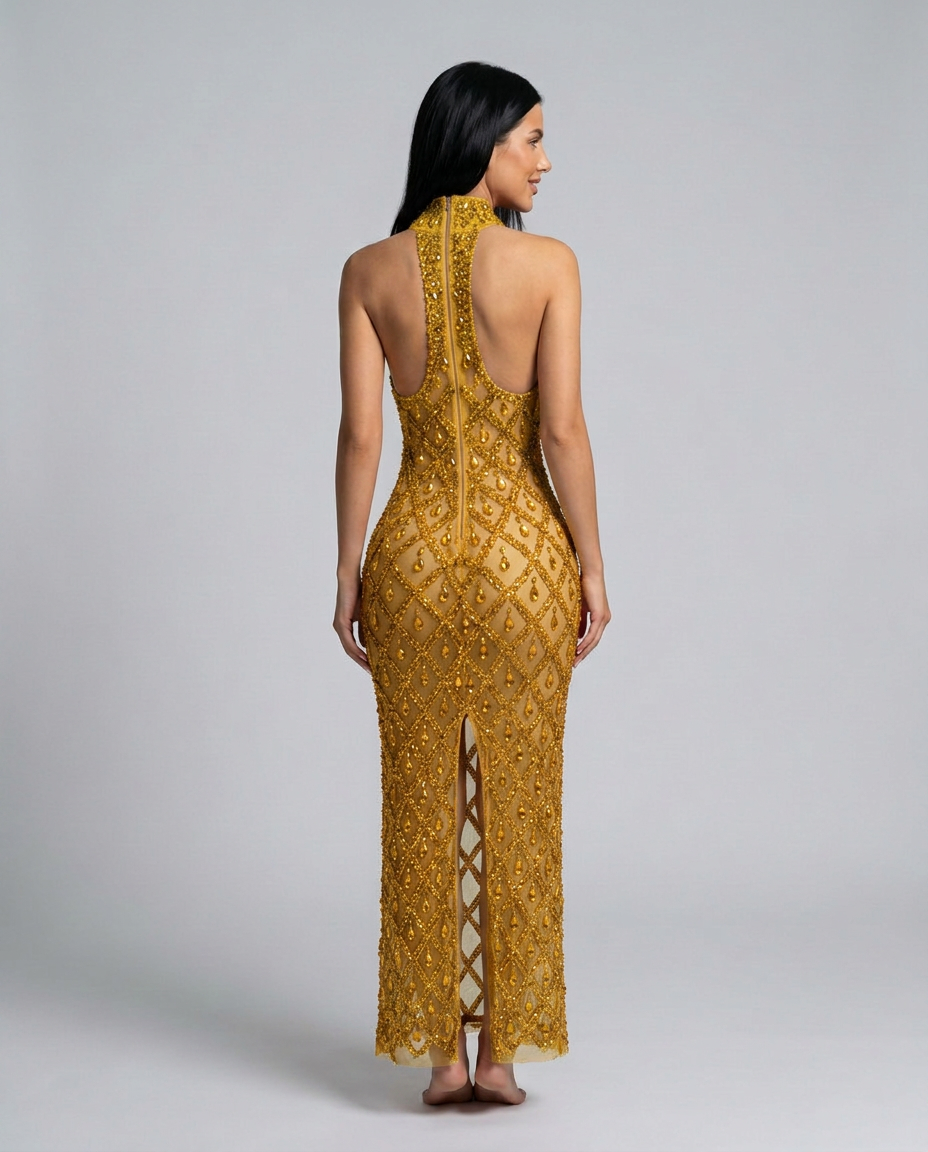 Clara | Crystal Embellished Sequin Maxi Dress