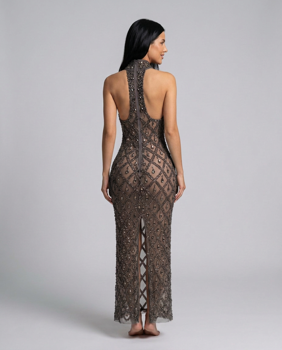 Clara | Crystal Embellished Sequin Maxi Dress
