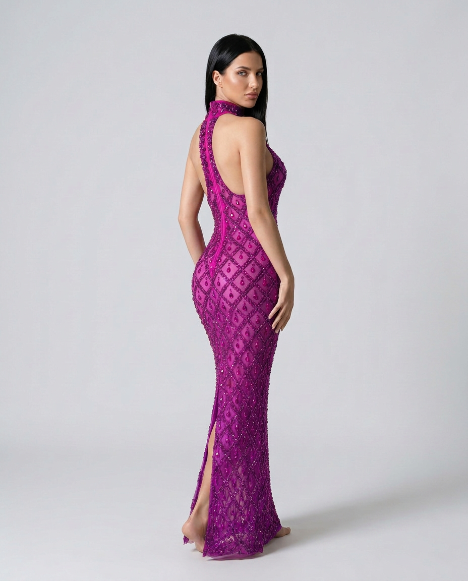 Clara | Crystal Embellished Sequin Maxi Dress