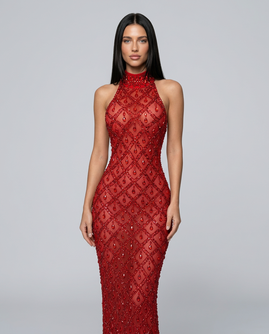 Clara | Crystal Embellished Sequin Maxi Dress