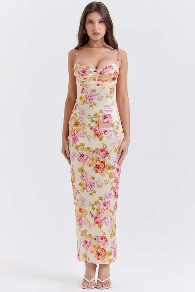 Josefina | Floral Lace Trim Maxi Dress
