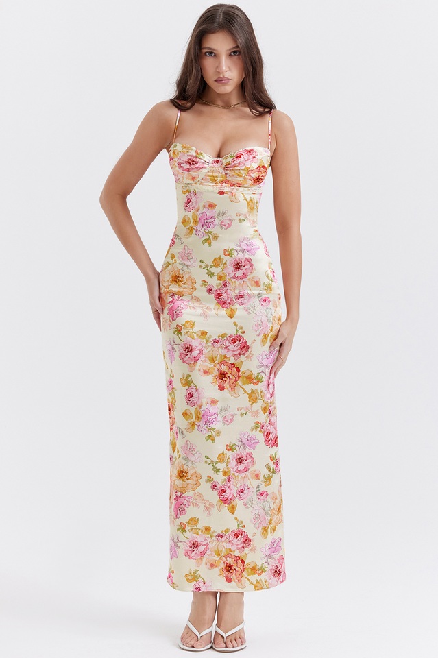 Josefina | Floral Lace Trim Maxi Dress