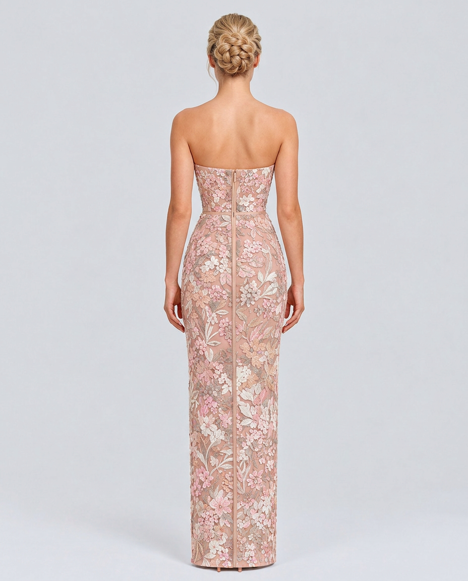 Mindy | Strapless Floral Sequin Maxi Dress