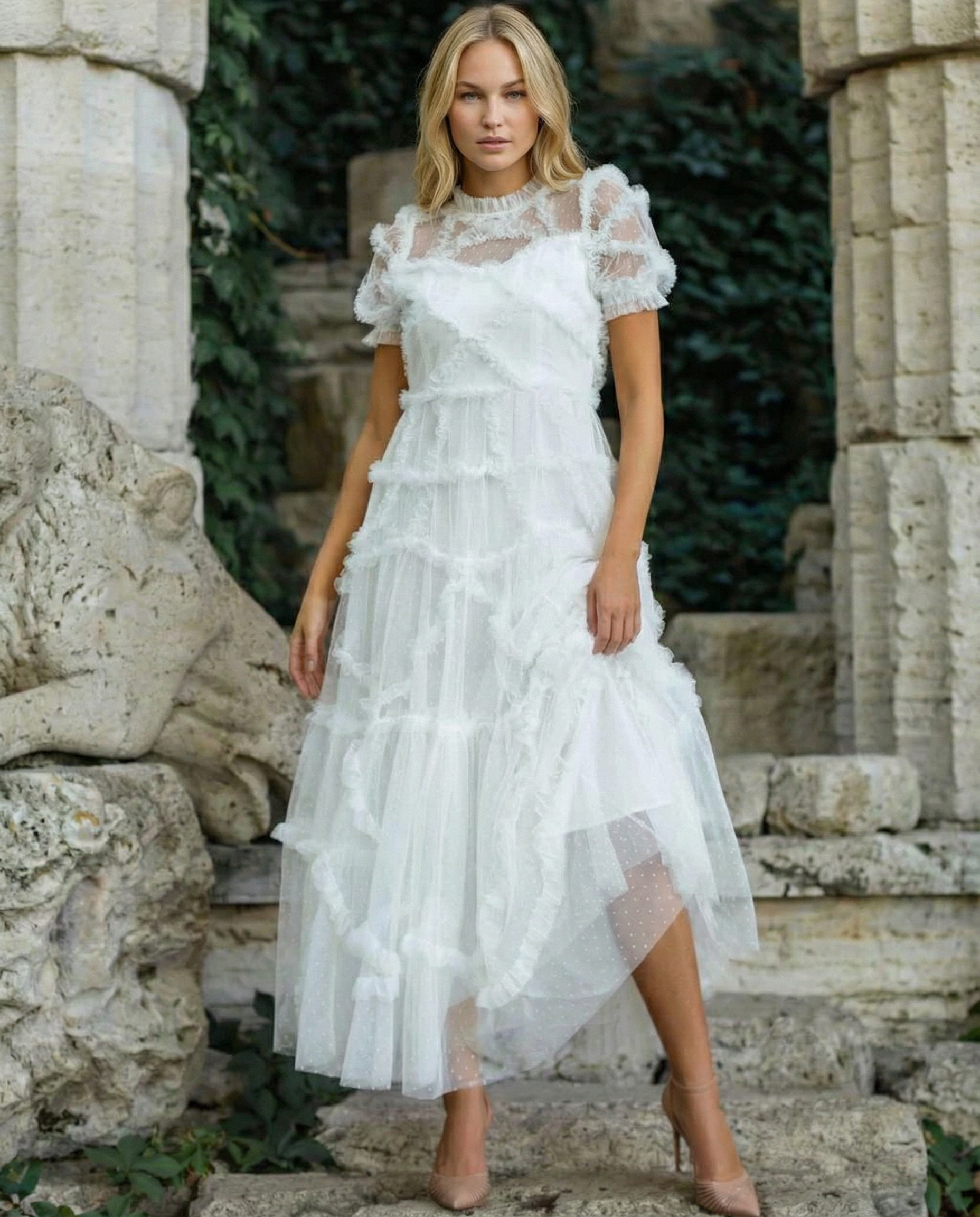 Ola | Maxi Dress with Ruffled Tulle Layers