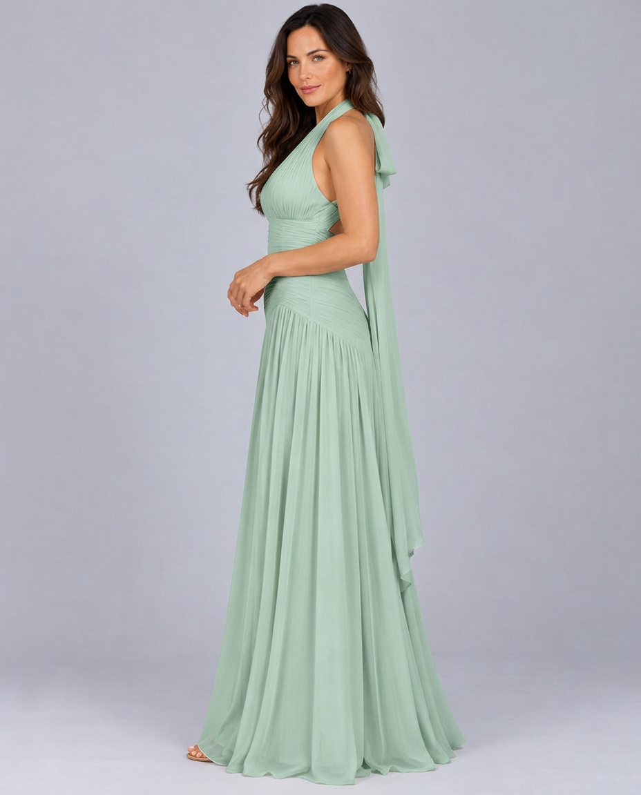 Leticia | Halter Neck Gathered Maxi Dress