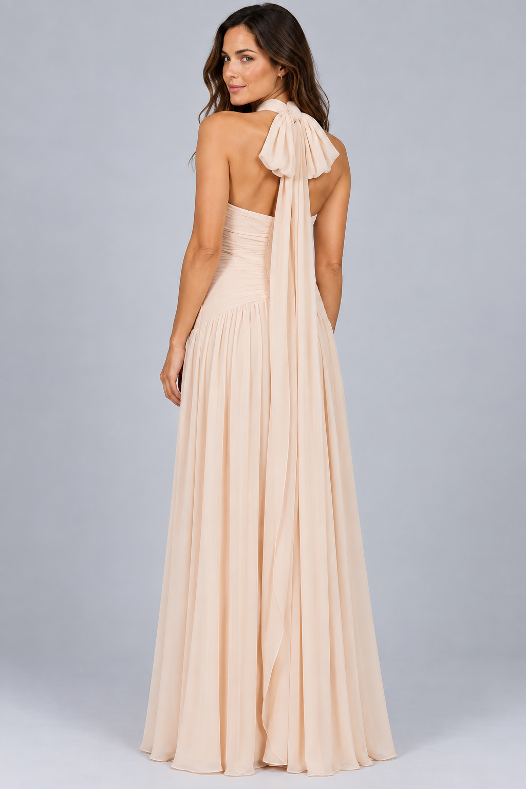 Leticia | Halter Neck Gathered Maxi Dress