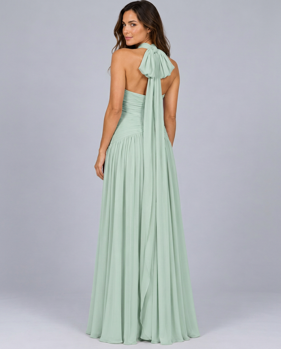 Leticia | Halter Neck Gathered Maxi Dress
