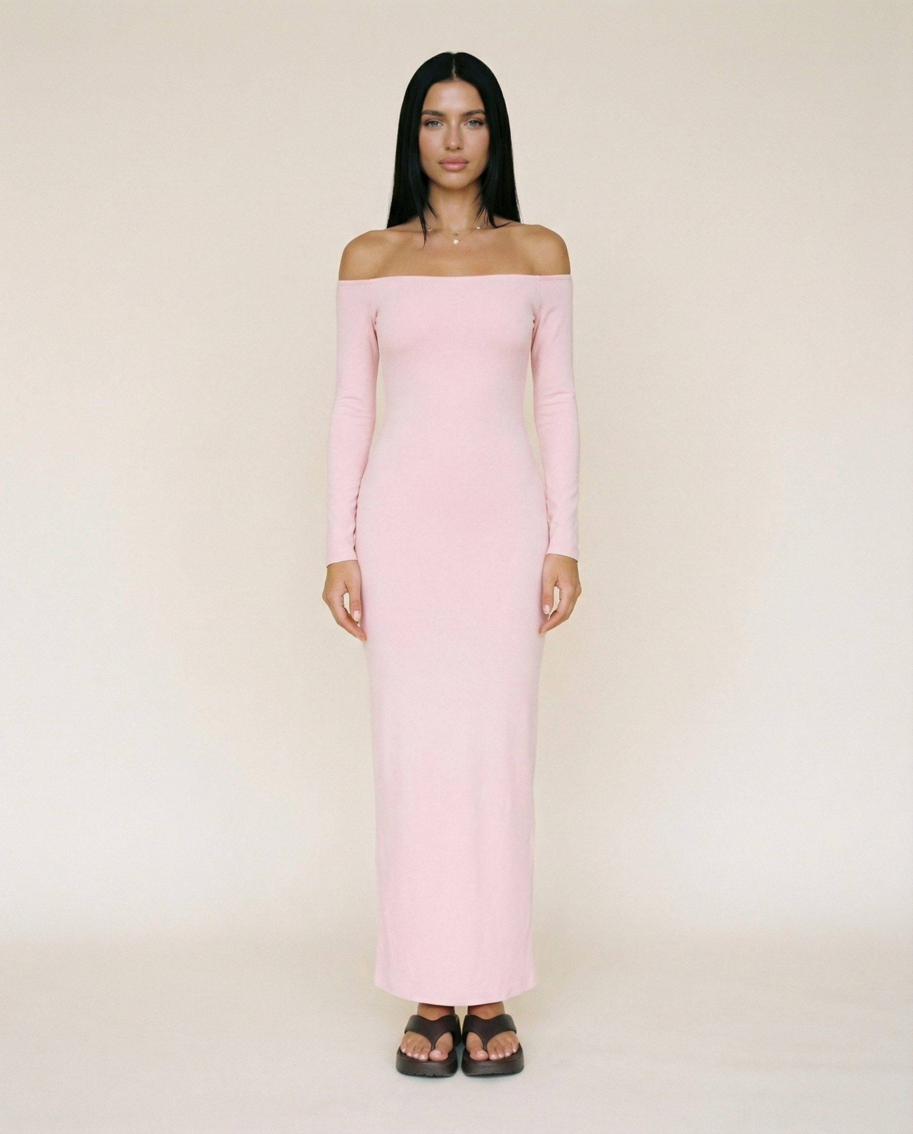Robbie | Off Shoulder Maxi Dress with Long Sleeves