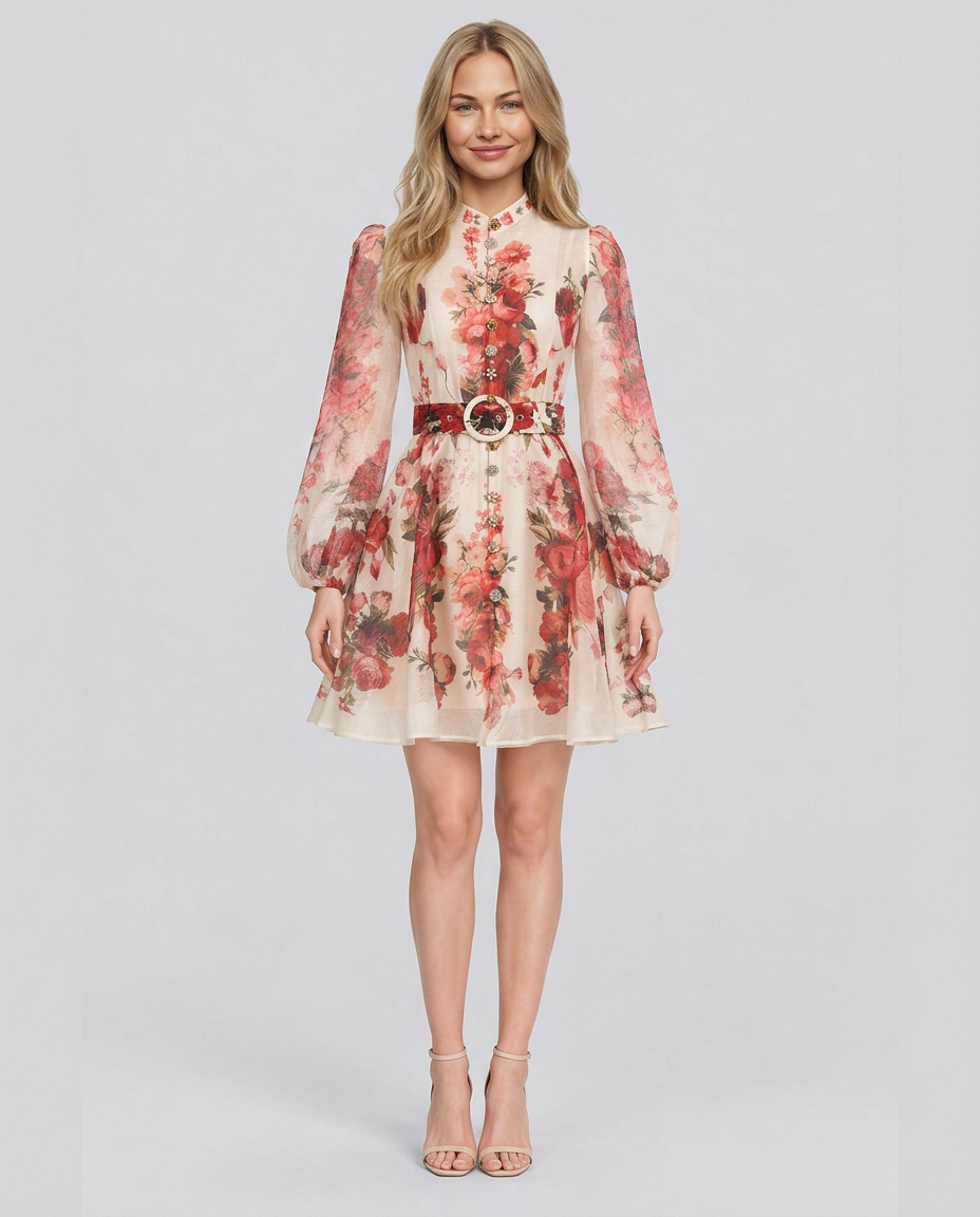 Beatriz | Floral Print Blouson Sleeve Mini Dress
