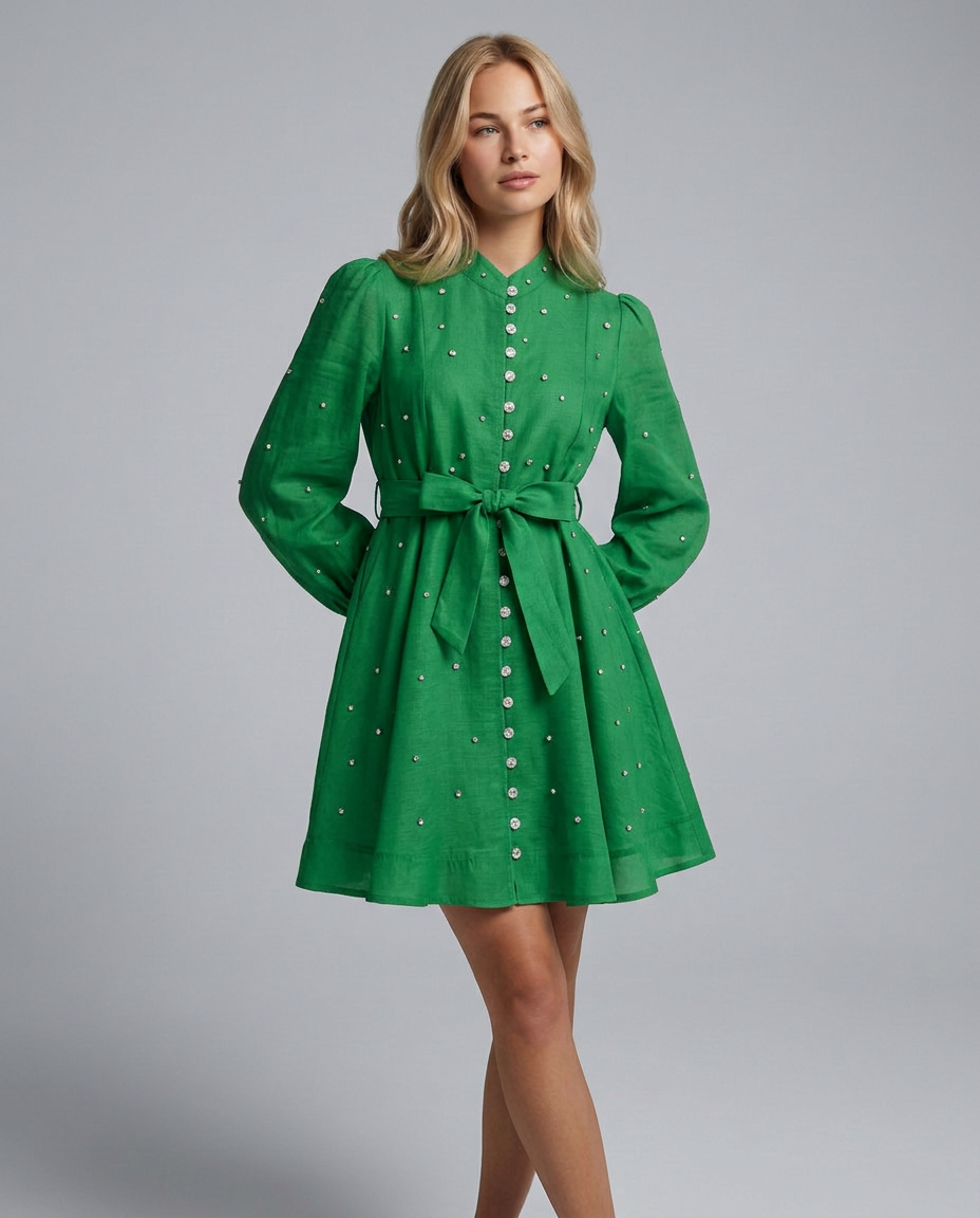 Ellie | Crystal Embellished Floral Print Mini Dress