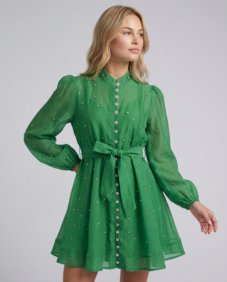 Ellie | Crystal Embellished Floral Print Mini Dress