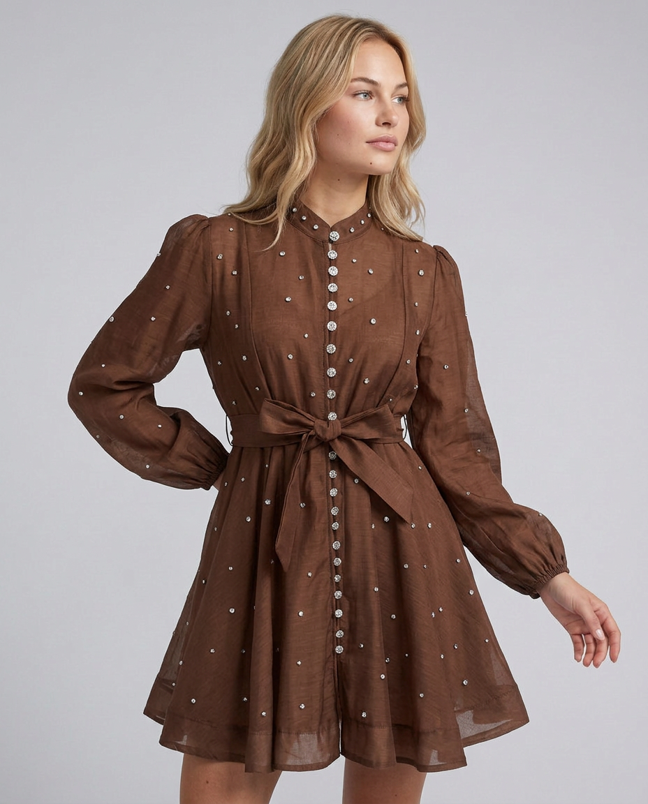 Ellie | Crystal Embellished Floral Print Mini Dress