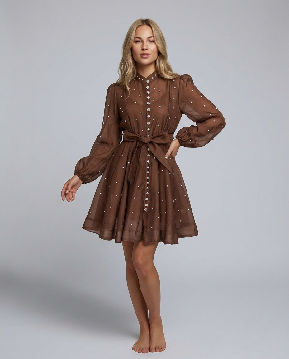Ellie | Crystal Embellished Floral Print Mini Dress