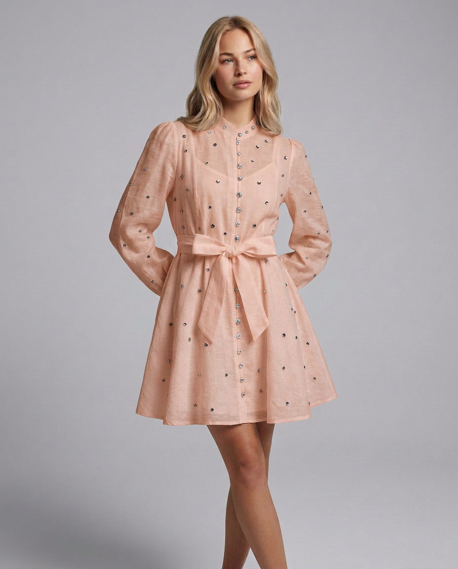 Ellie | Crystal Embellished Floral Print Mini Dress