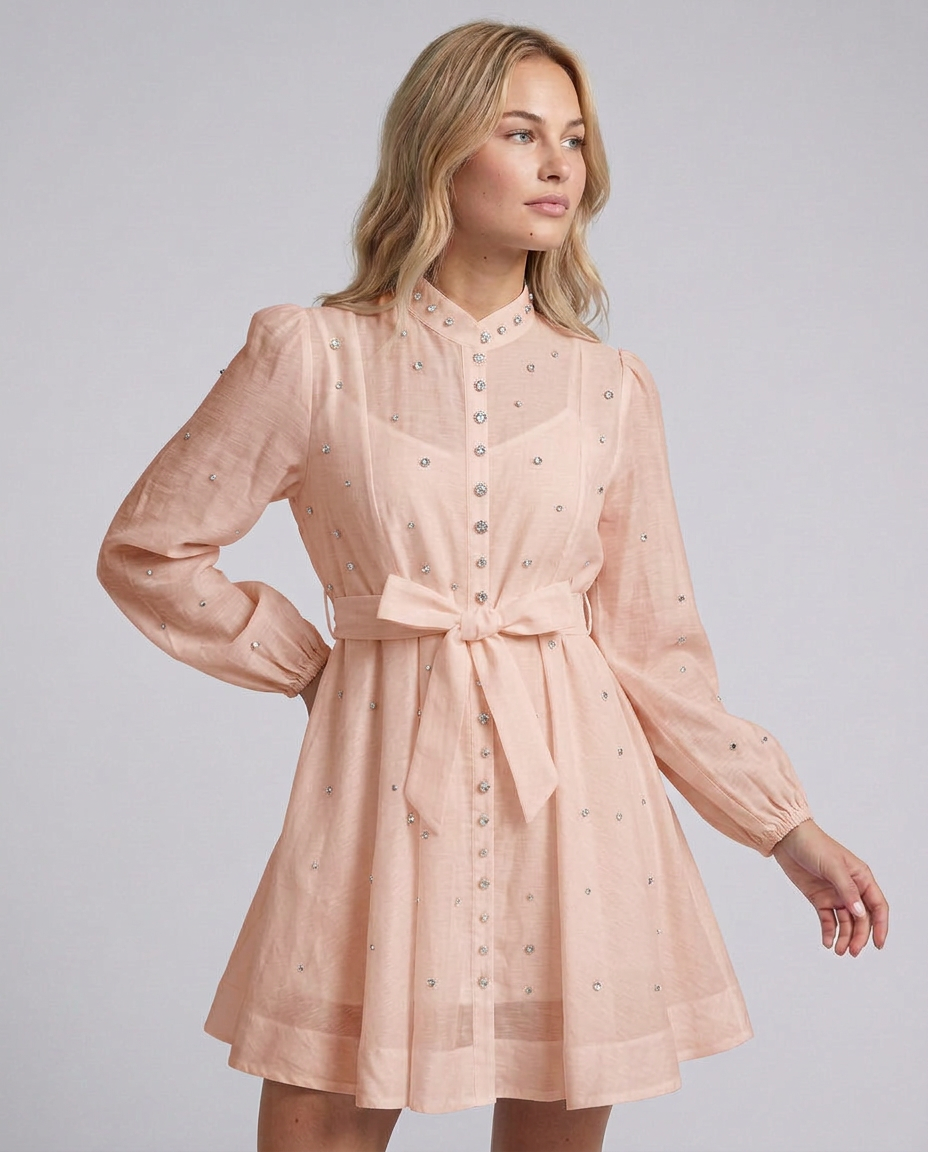 Ellie | Crystal Embellished Floral Print Mini Dress