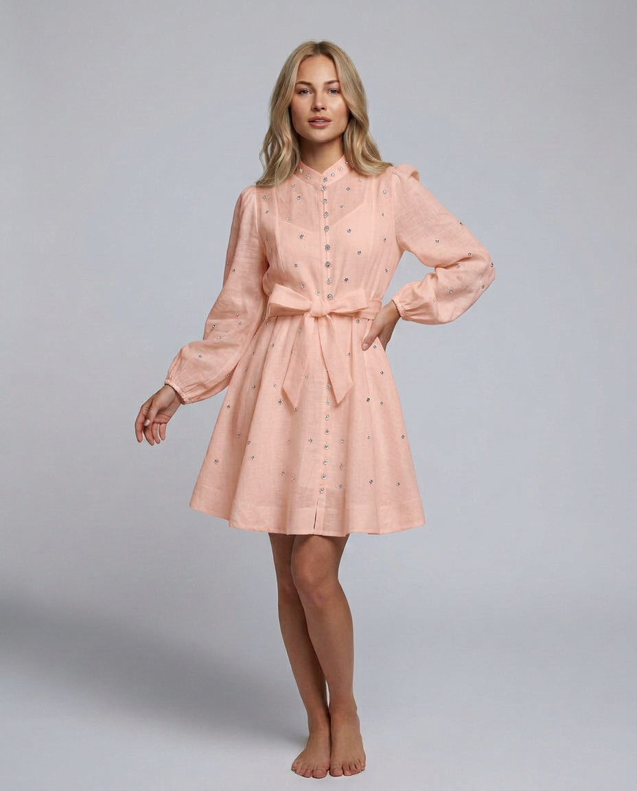 Ellie | Crystal Embellished Floral Print Mini Dress