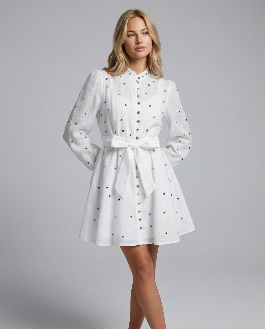 Ellie | Crystal Embellished Floral Print Mini Dress