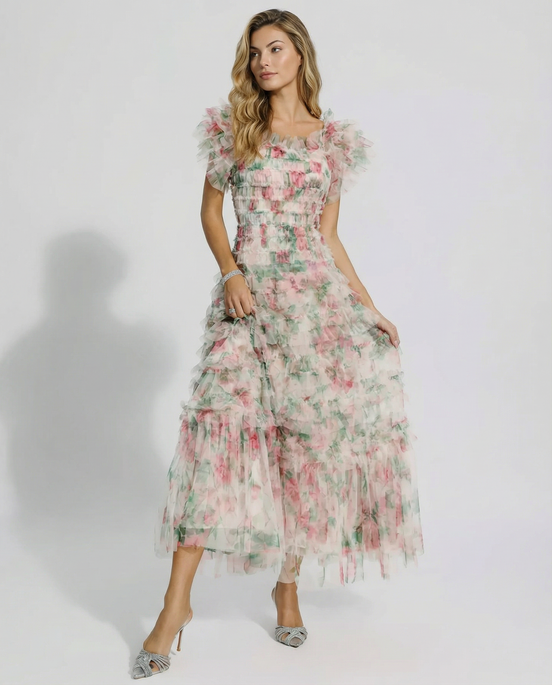 Anita | Maxi Dress with Floral Print and Ruffle Detail