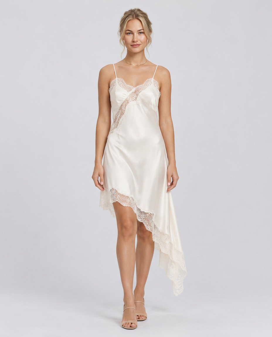 Amara | Floral Lace Panel Spaghetti Strap Mini Dress
